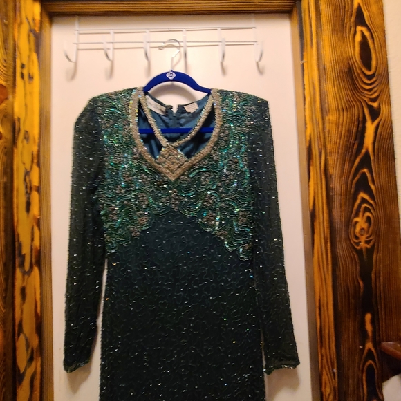 Vintage long beaded evening gown - Picture 6 of 11